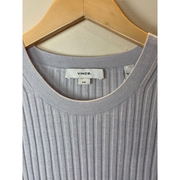 Vince Women's Size Large Gray Italian Wool Blend Snap Elbow Sleeve Top NWT - Picture 5 of 10